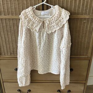 Cream Lace Collar Blouse